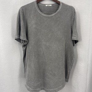 Buck Mason Men Shirt Large DarkGray Crew Pullover Cotton Distressed Rounded Hem